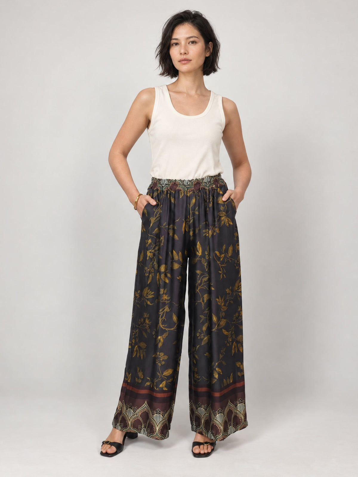 Pantalon satiné floral – KD7789VS-3