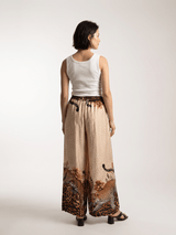 Pantalon satiné fluide à motif léopard KD7789VS-46