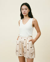 Printed satin shorts KD8320VS-4