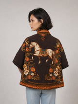 Veste matelassée à imprimé cheval fleuri — KD88028-21