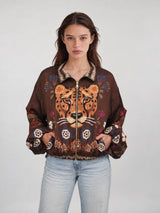 Blouson fluide imprimé animalier fleuri – KD88031VS-18H
