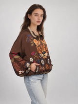 Blouson fluide imprimé animalier fleuri – KD88031VS-18H
