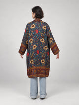 Veste kimono longue satinée à imprimé floral bohème – KD88035VS-48