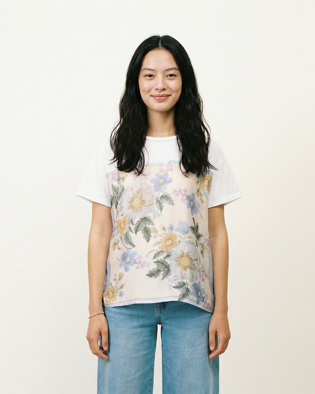 Pastel Floral Print Fluid Tie T-shirt KD8828-18