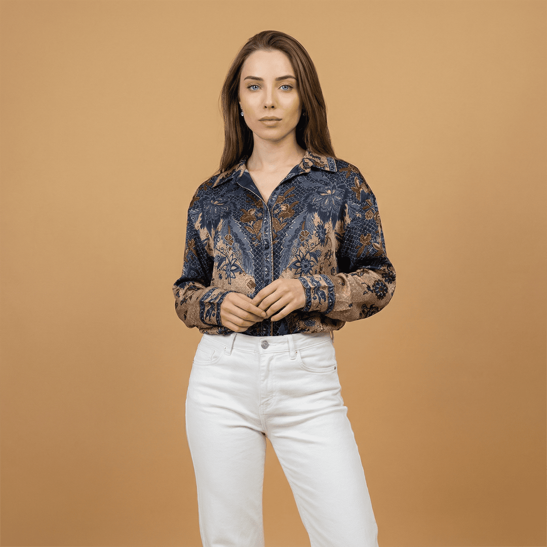 Printed long-sleeved flowy shirt – KD8859VS