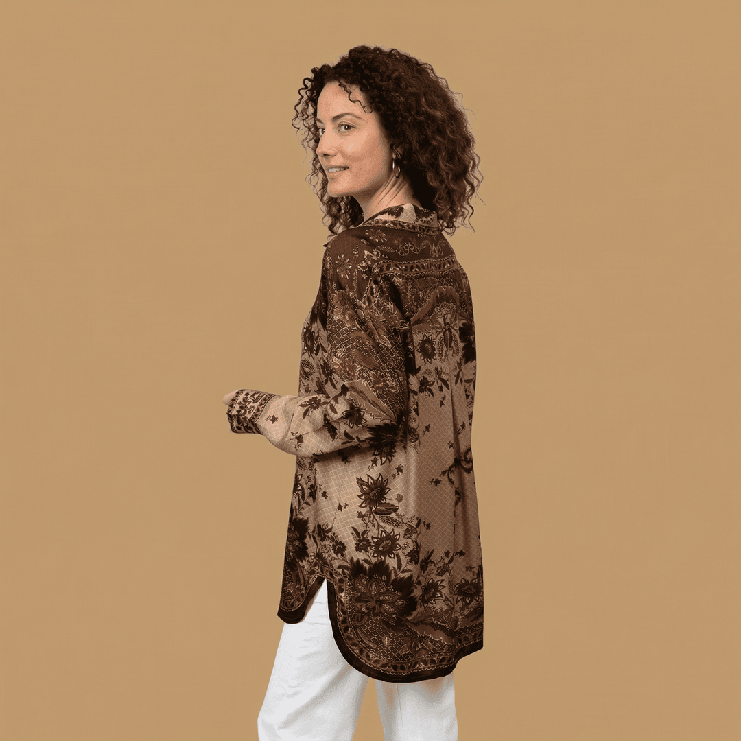 Printed long-sleeved flowy shirt – KD8859VS