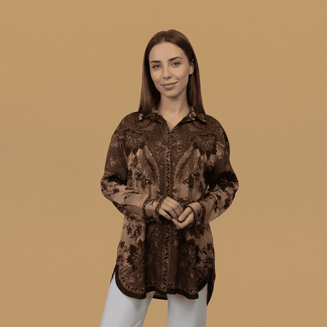 Printed long-sleeved flowy shirt – KD8859VS