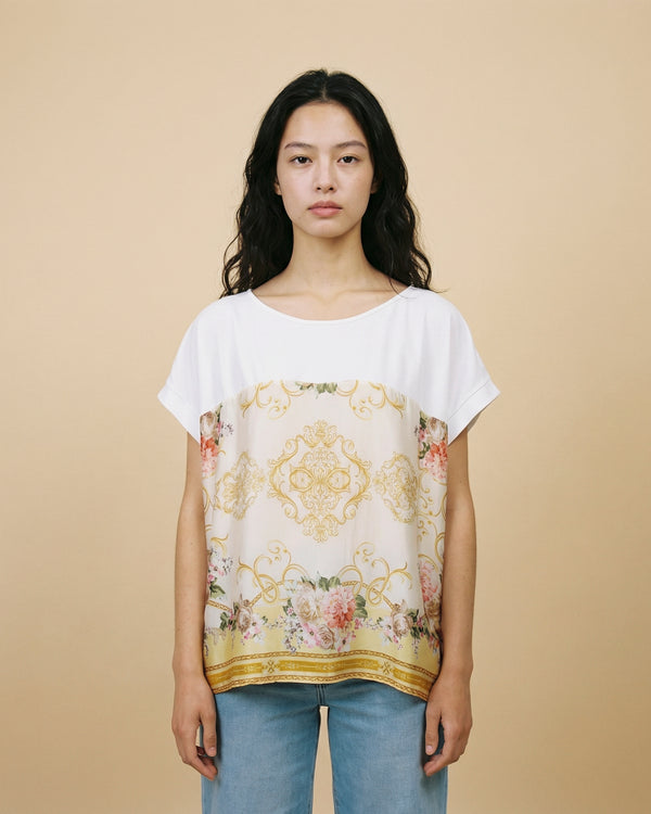 T-shirt imprimé floral baroque lumineux fluide KD8860-6