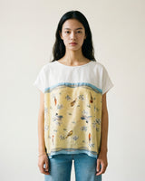 T-shirt imprimé oiseaux et fleurs délicat fluide KD8860-9