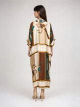 Robe satinée ample à imprimé équestre KD8966VS-2