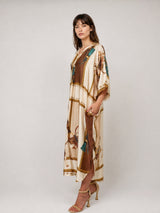 Robe satinée ample à imprimé équestre KD8966VS-2