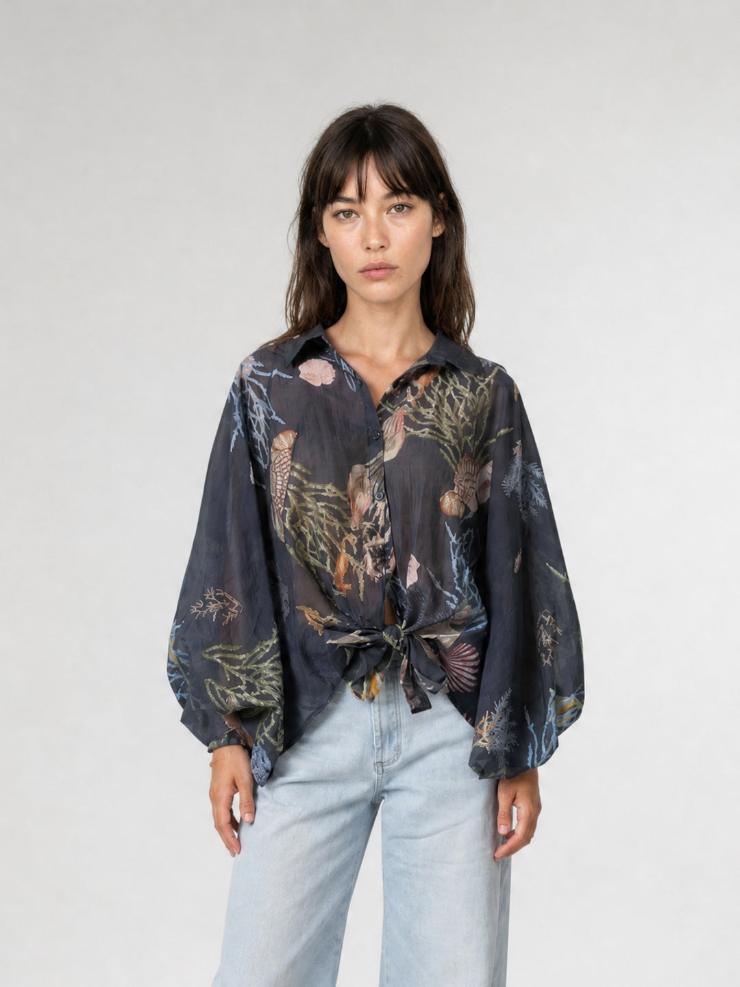 Blouse fluide imprimée fonds marins KD8971-6