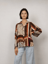 Chemise satinée fluide à imprimé chaînes KD9027VS-28
