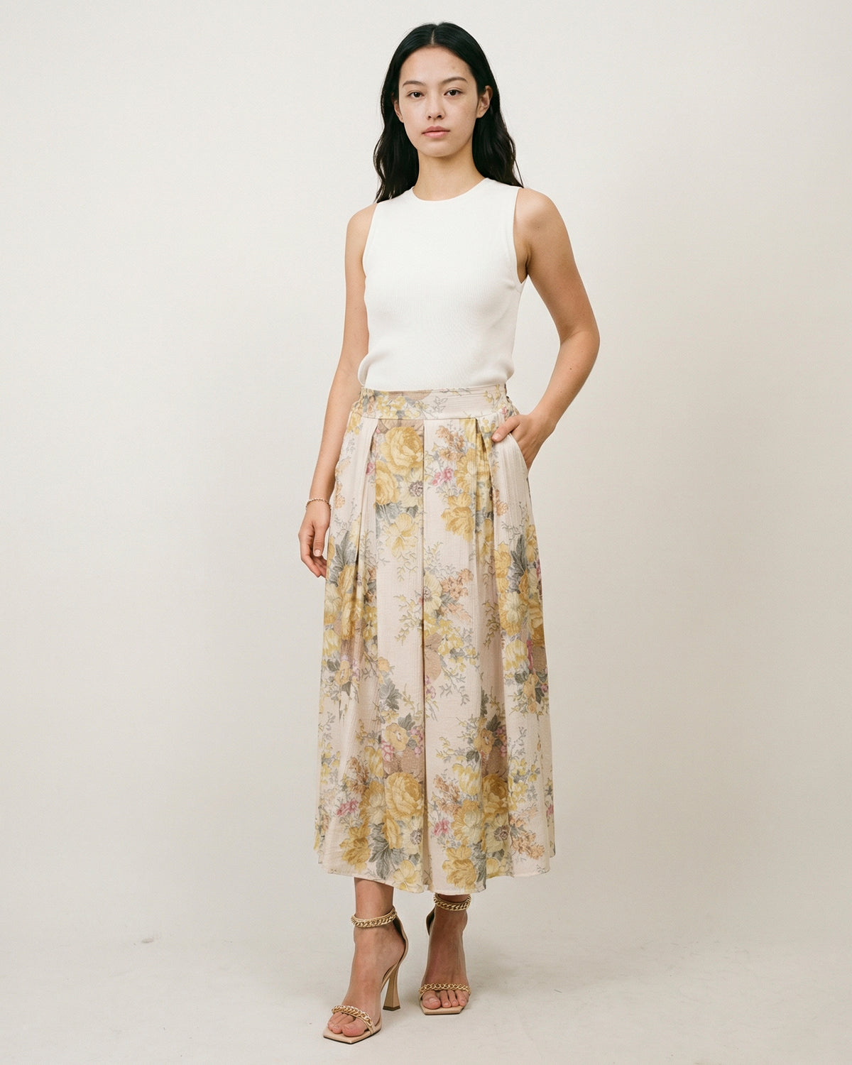 Textured floral print midi skirt kd9090tc 7