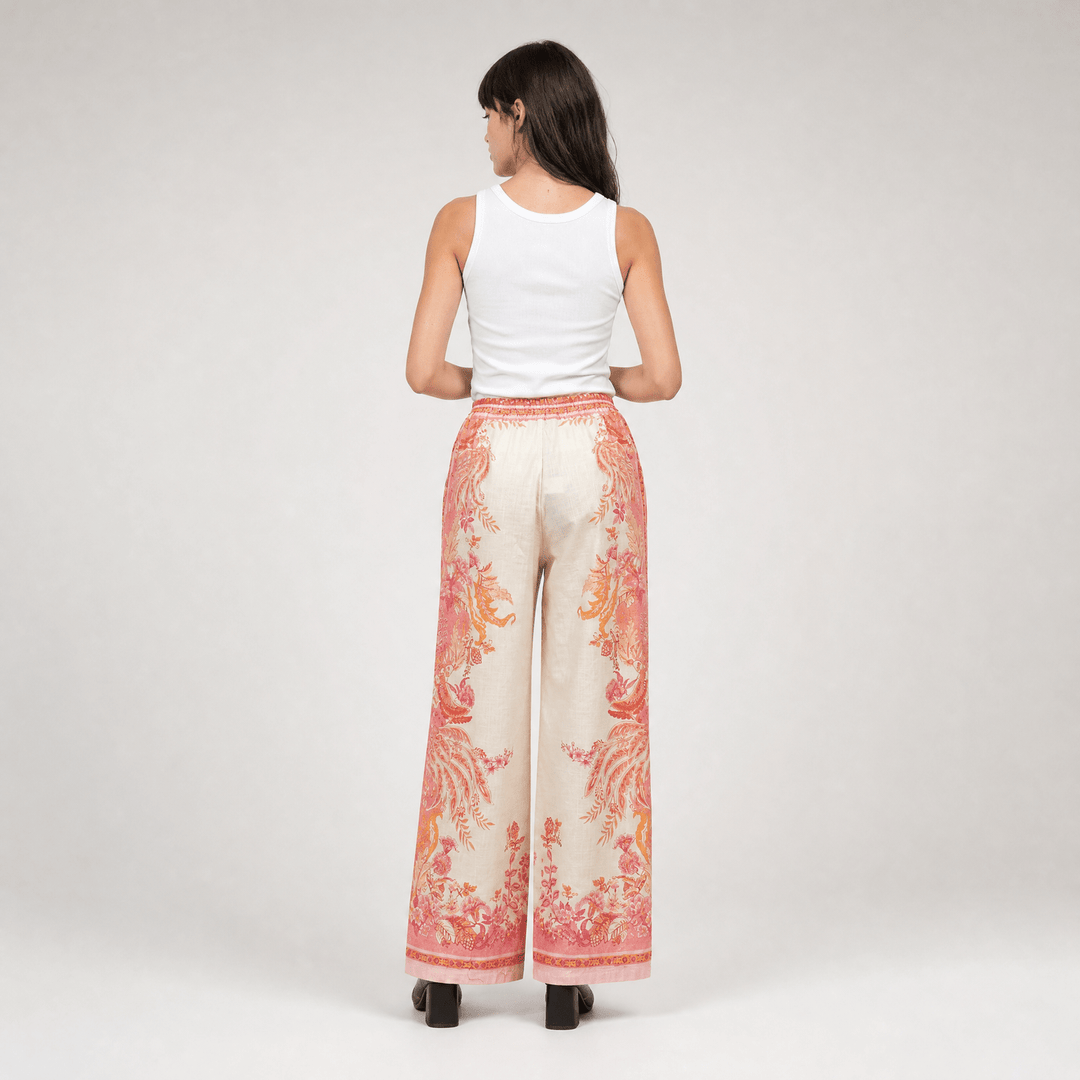 Pantalon en coton imprimé à taille élastiquée KD9099CL-1
