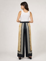 Pantalon fluide satiné à imprimé voiliers KD9099VS-13