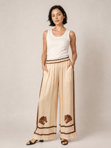 Pantalon satiné fluide imprimé cheval KD9099VS-15