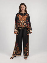 Pantalon satiné fluide à motif floral – KD9099VS-18H
