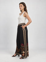 Pantalon satiné fluide à motif floral – KD9099VS-18H