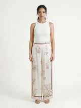 Fluid floral print satin wide-leg trousers KD9099VS-6
