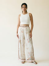 Fluid floral print satin wide-leg trousers KD9099VS-6