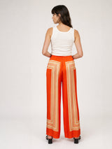 Pantalon satiné ample imprimé graphique KD9099VS-71