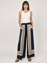 Pantalon satiné ample imprimé graphique KD9099VS-71