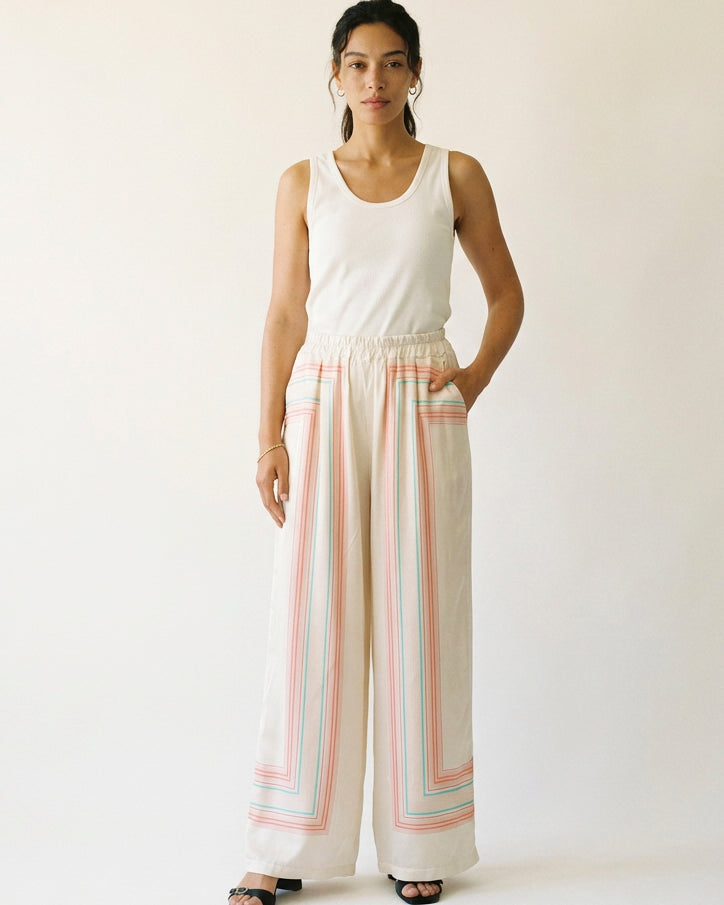 Loose satin printed trousers kd9099vs 7