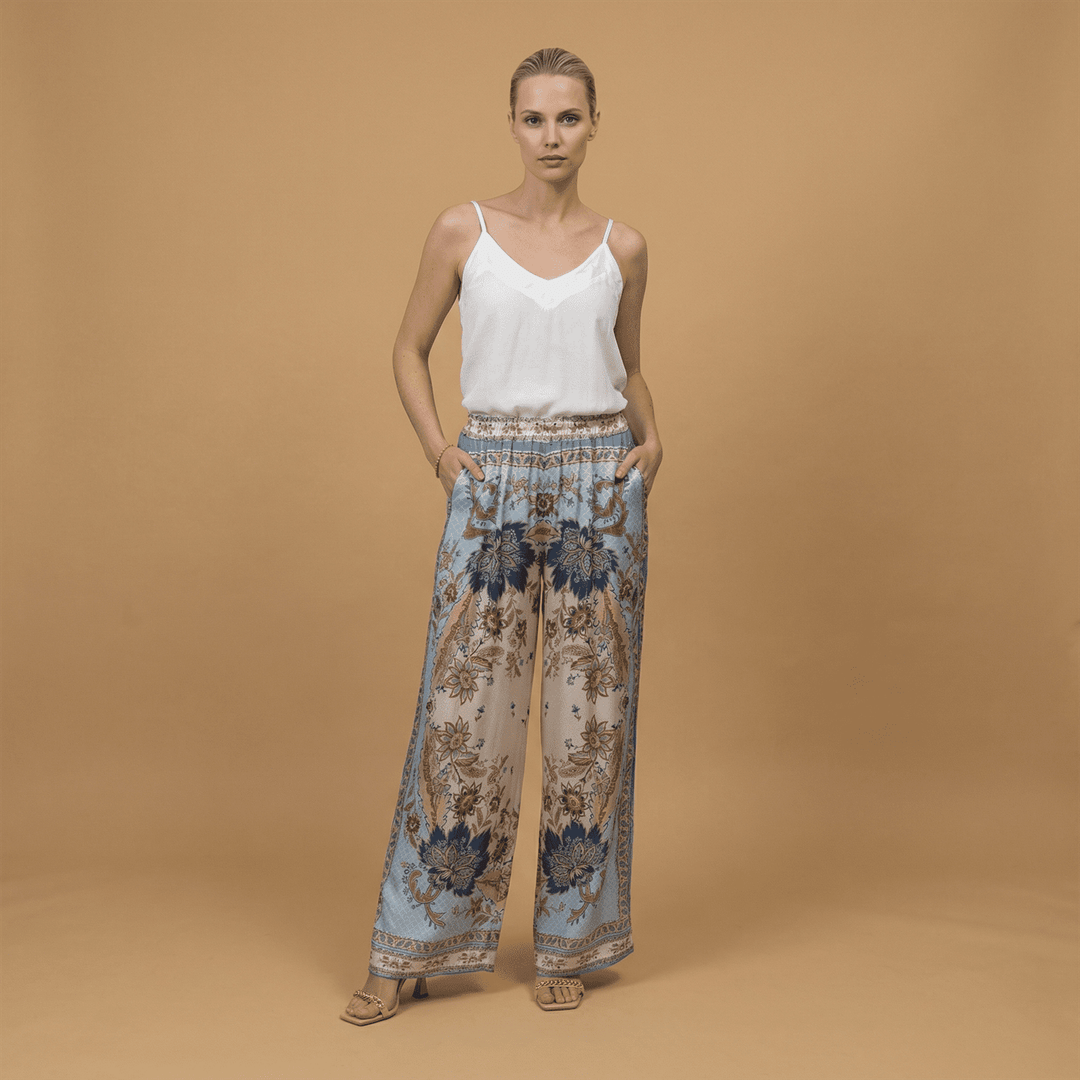 Pantalon satiné ample imprimé esprit baroque – KD9099VS-3