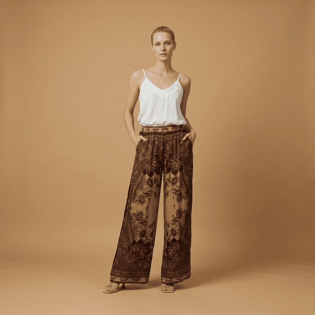 Pantalon satiné ample imprimé esprit baroque – KD9099VS-3