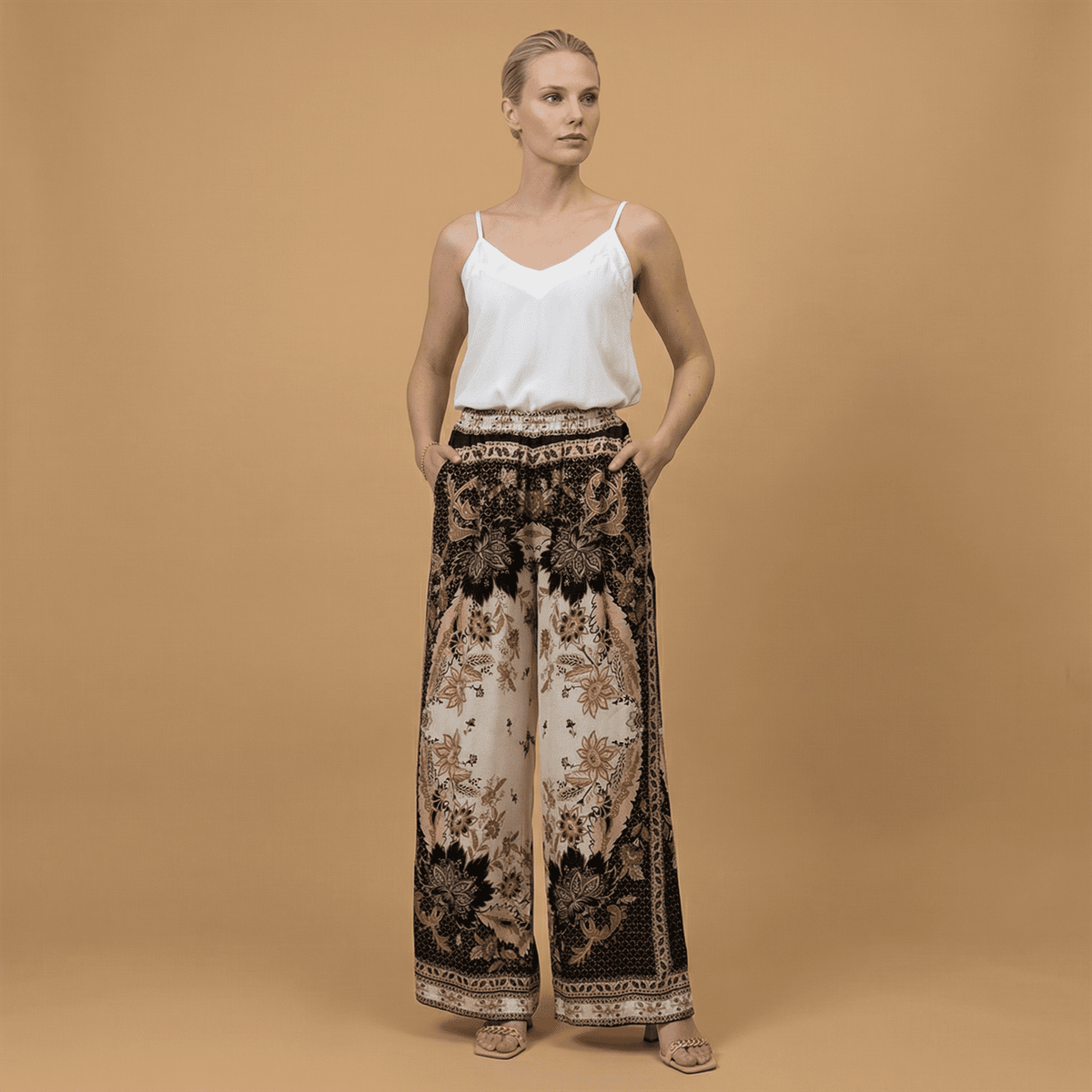 Pantalon satiné ample imprimé esprit baroque – kd9099vs 3