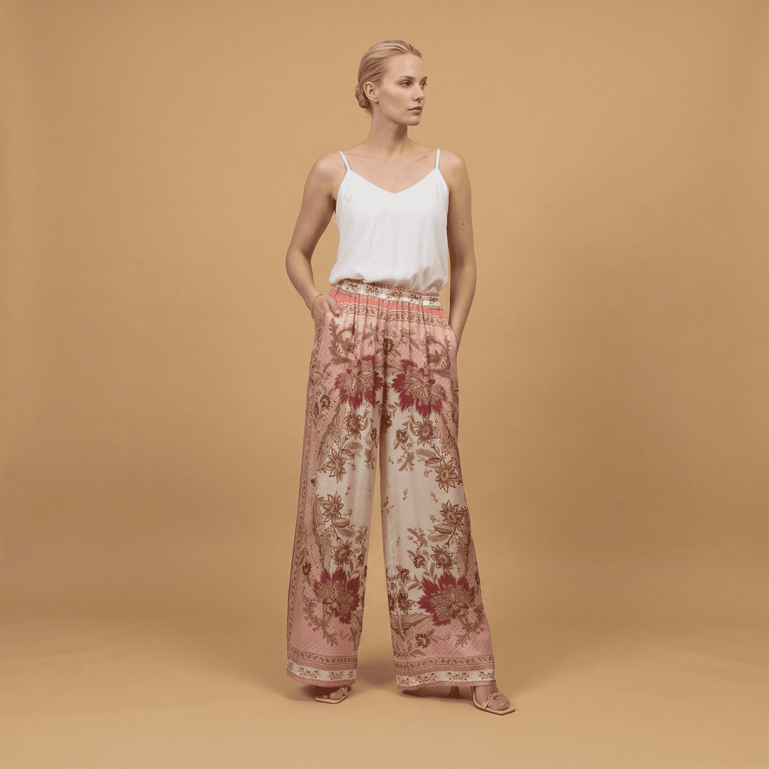 Pantalon satiné ample imprimé esprit baroque – KD9099VS-3