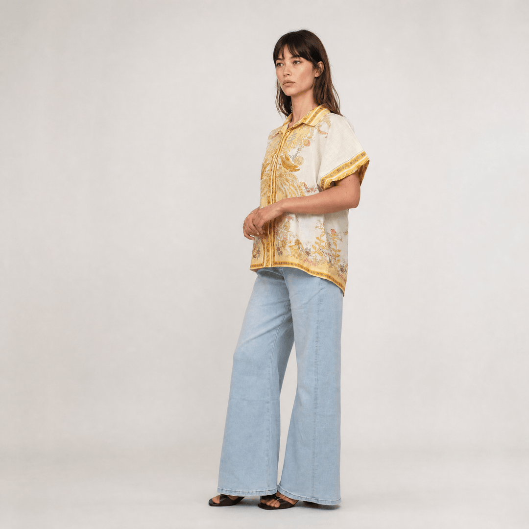 Chemise en coton imprimé à manches courtes KD9119CL-1