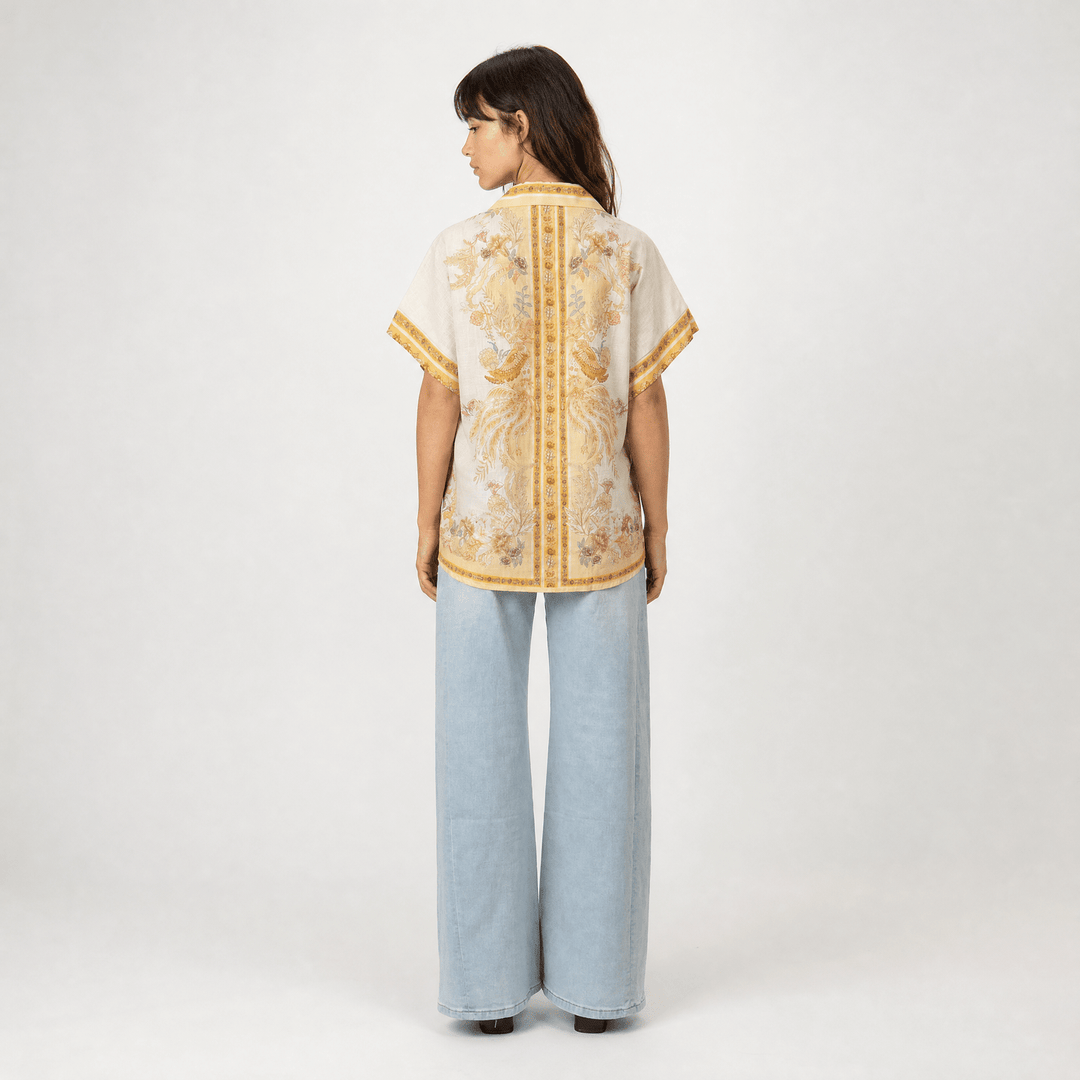 Chemise en coton imprimé à manches courtes KD9119CL-1