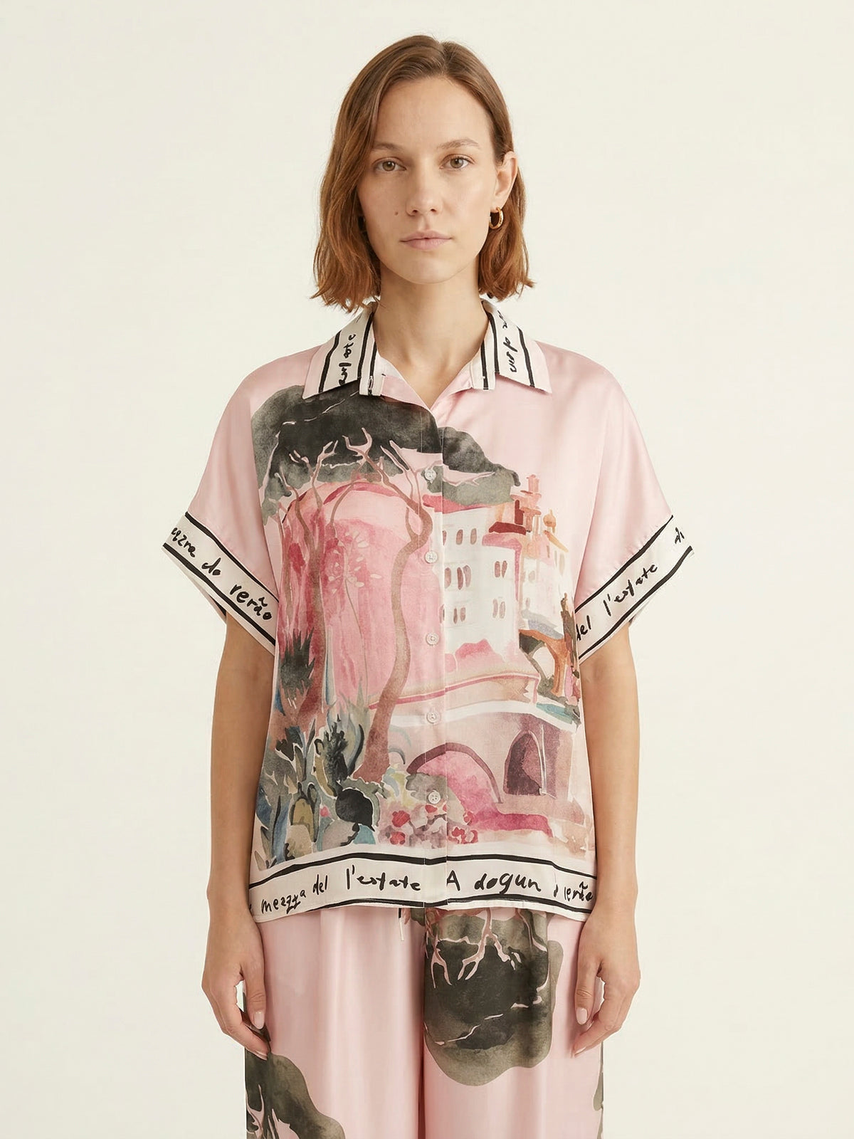 Chemise satinée imprimé paysage kd9119vs 2