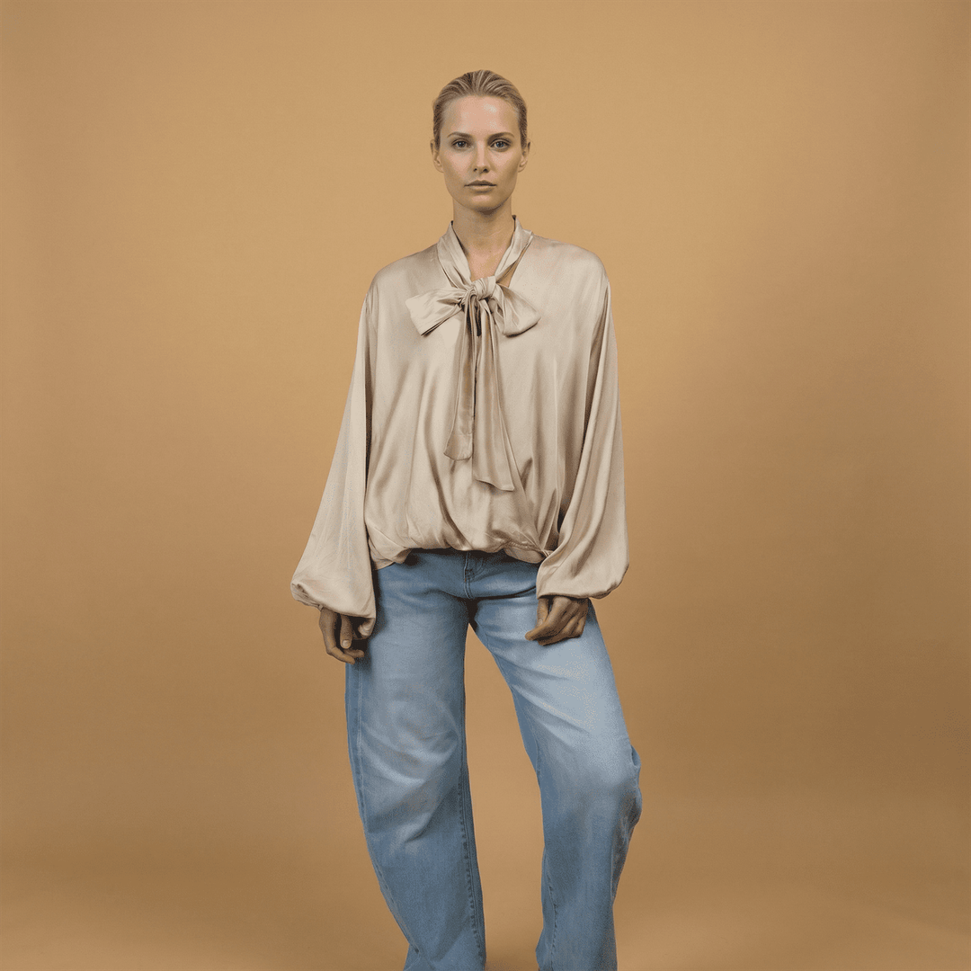 Satin blouse with scarf collar – KD9523VS-U