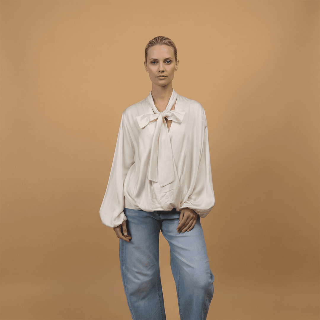 Satin blouse with scarf collar – KD9523VS-U