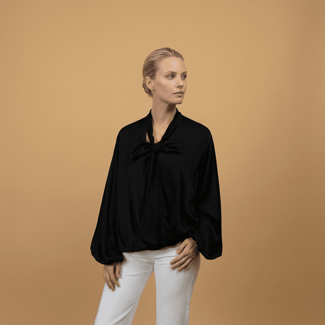 Satin blouse with scarf collar – KD9523VS-U