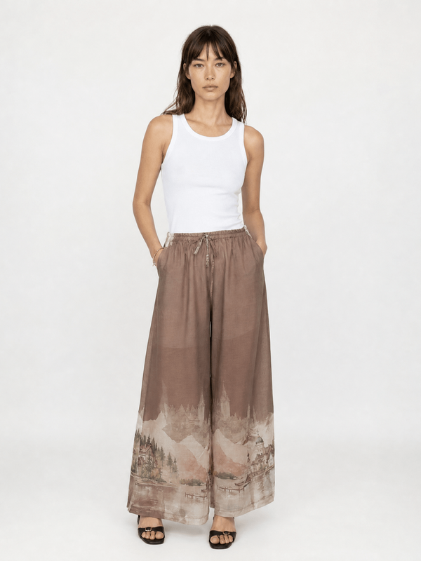 Pantalon large imprimé paysage KD9571-3