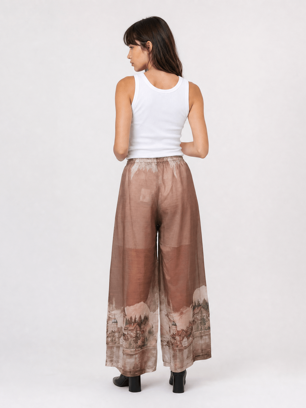 Pantalon large imprimé paysage KD9571-3