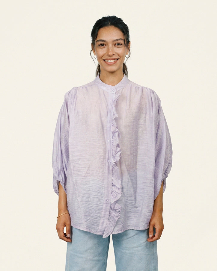 High-neck fluid shirt KD9591TC-5