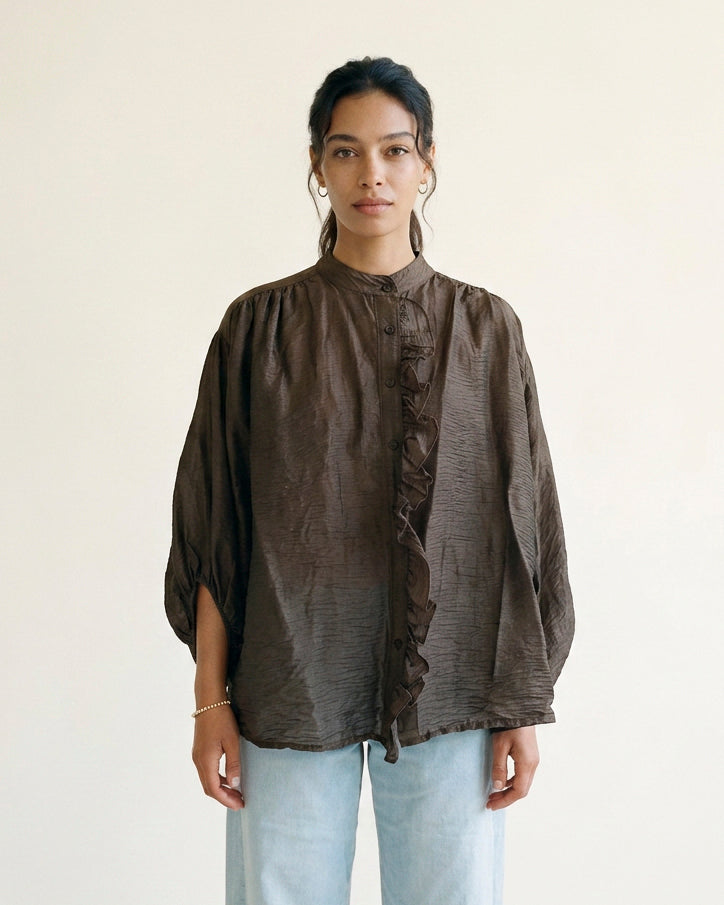 High-neck fluid shirt KD9591TC-5