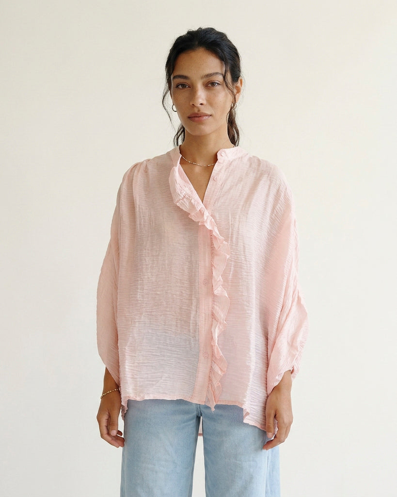 High-neck fluid shirt KD9591TC-5