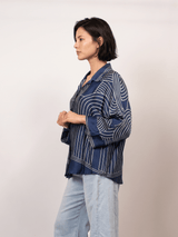 Chemise satinée fluide à imprimé graphique KD9721VS-29