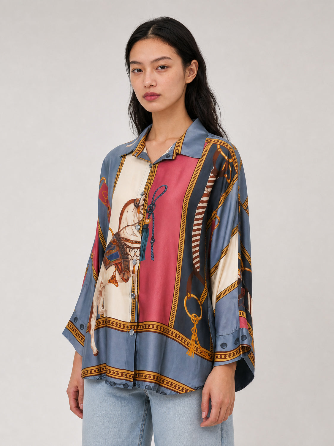 Chemise satinée équestre KD9721VS-2