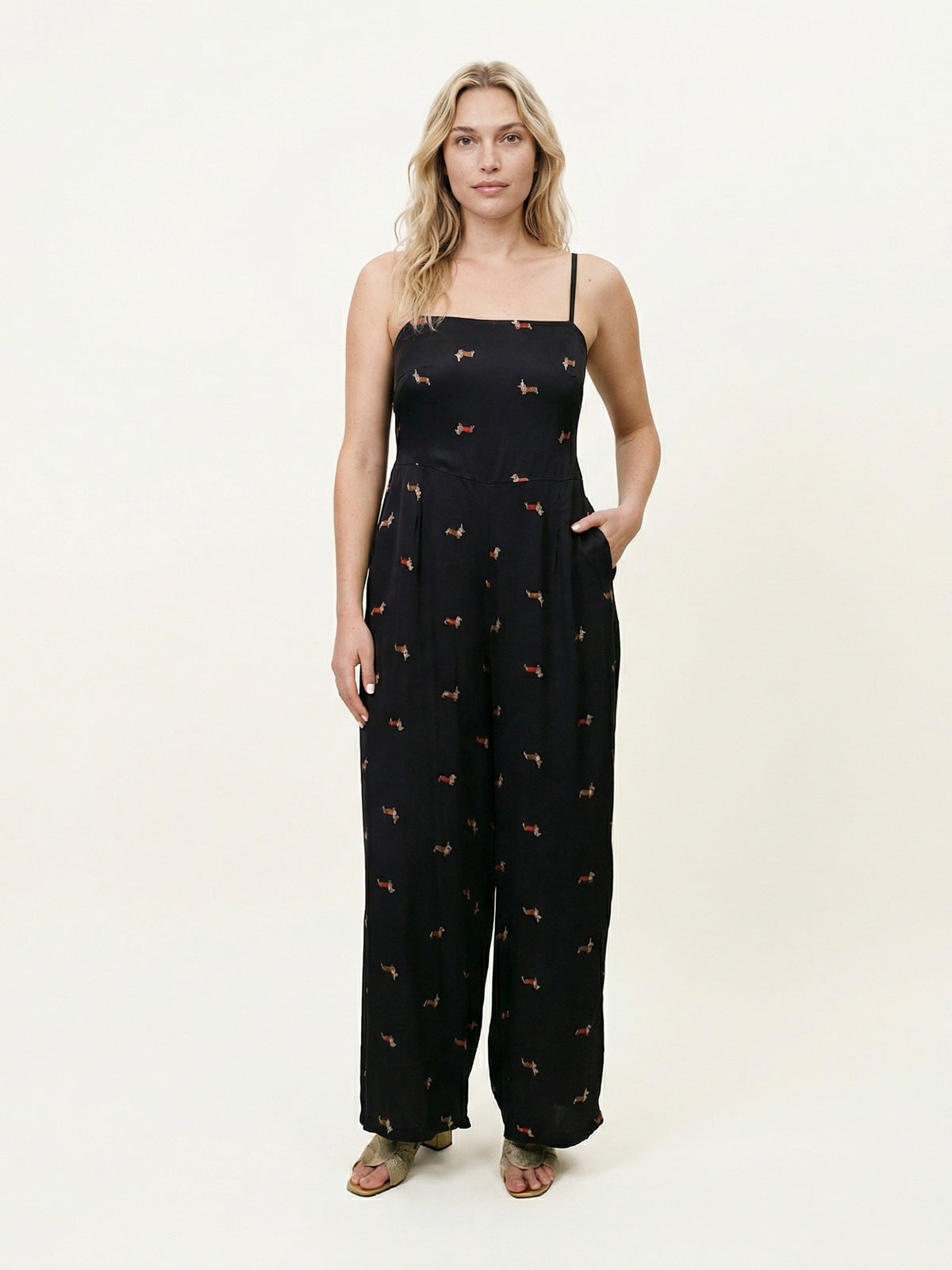 Dog print satin jumpsuit kd9957vs 4