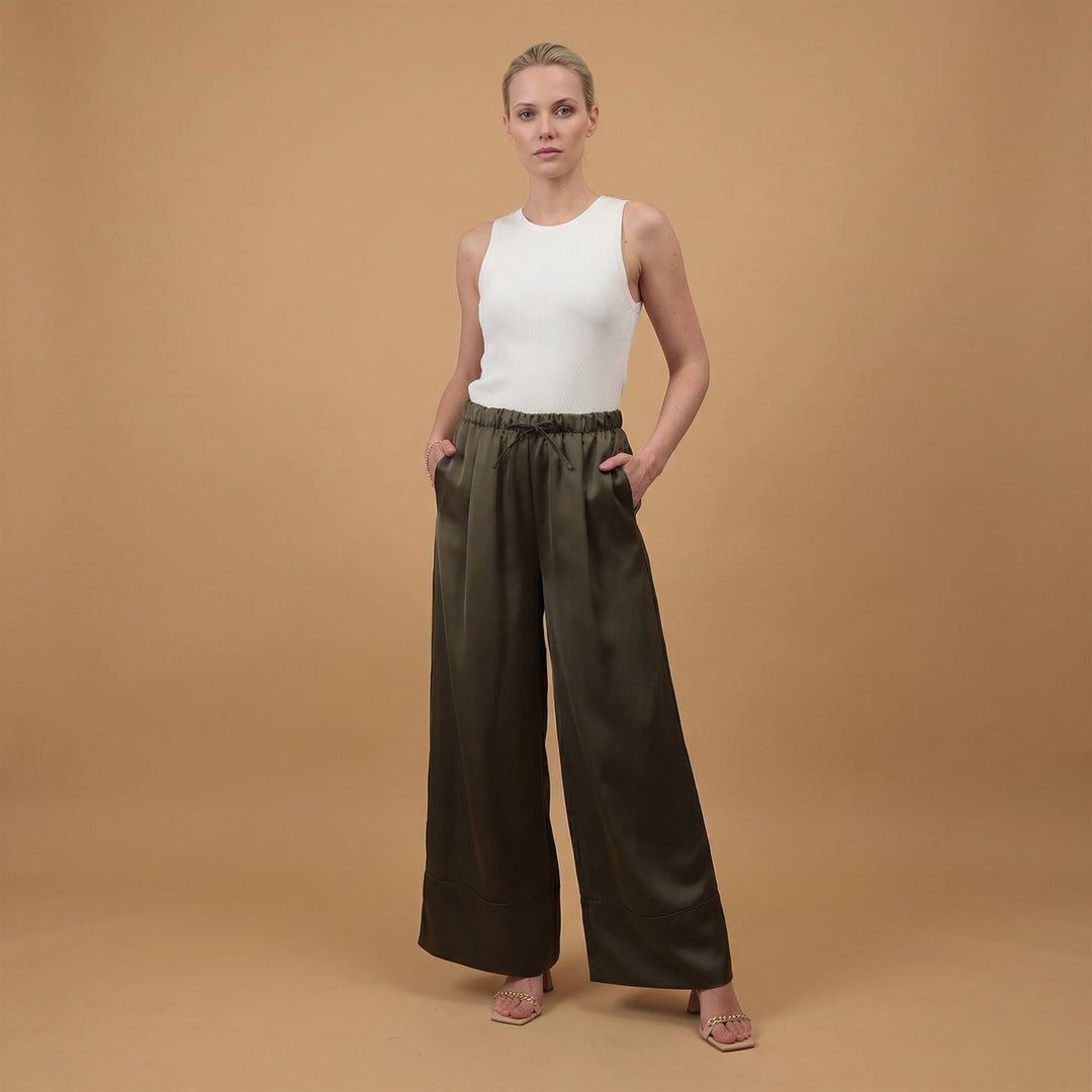 Satin trousers with elasticated waist – BCG0397-2 