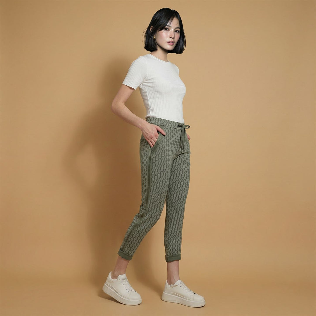 Patterned Drawstring Trousers CVA818171-2