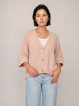 Gilet ample en mohair à manches courtes, boutons dorés – MCL23059