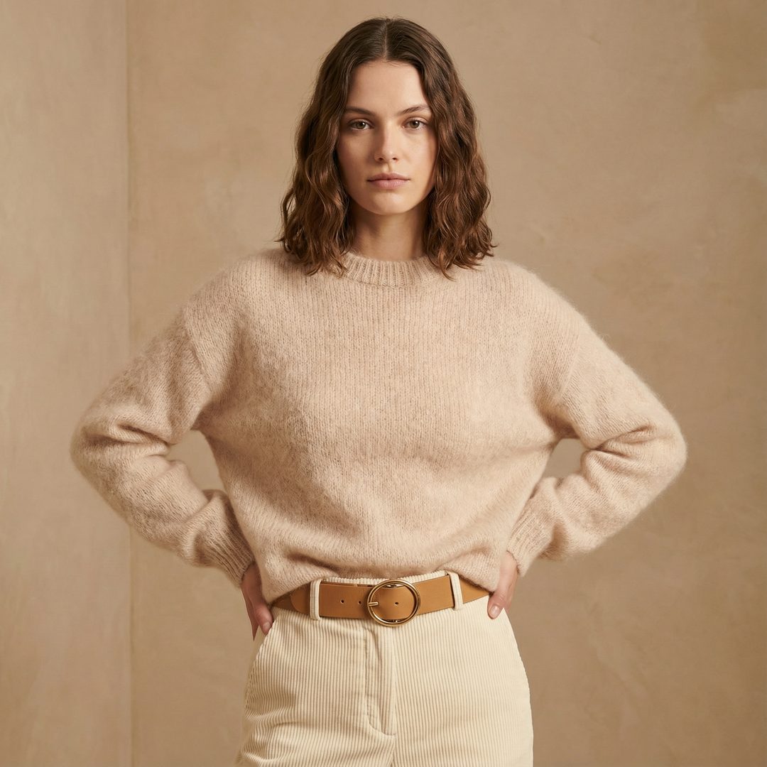 Pull duveteux col rond en maille douce – MCL23573